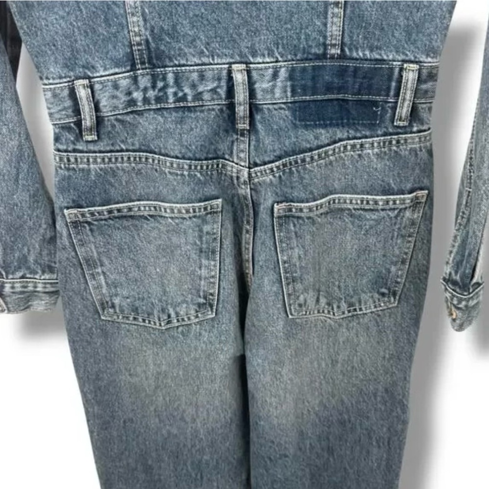 NEW Zara Jean Jumpsuit Size XS Cotton Blue Denim One Piece Outfit Boiler Suit - Picture 7 of 12